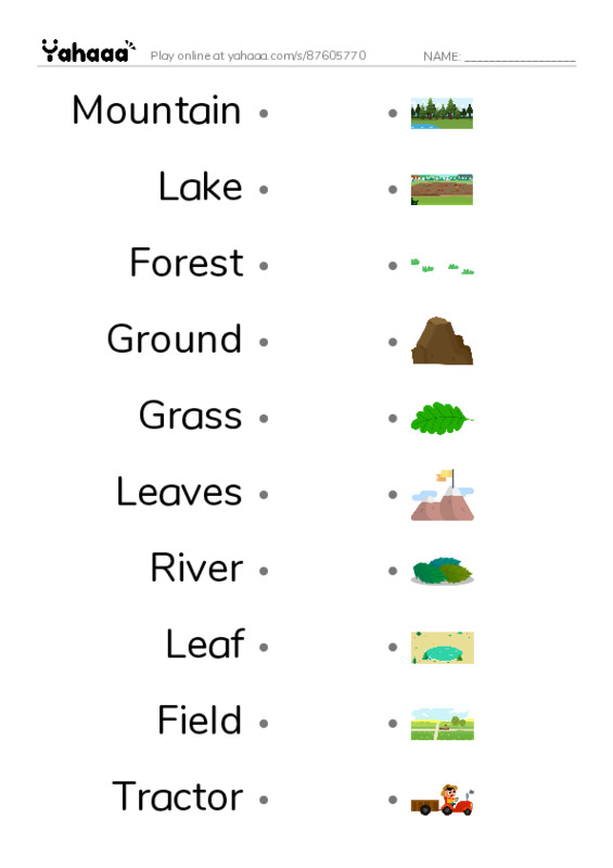 Draw a line to match worksheet for A Day on the farm
