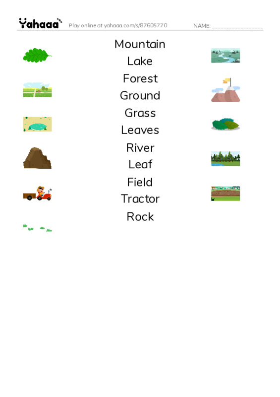 Match both sides worksheet for A Day on the farm