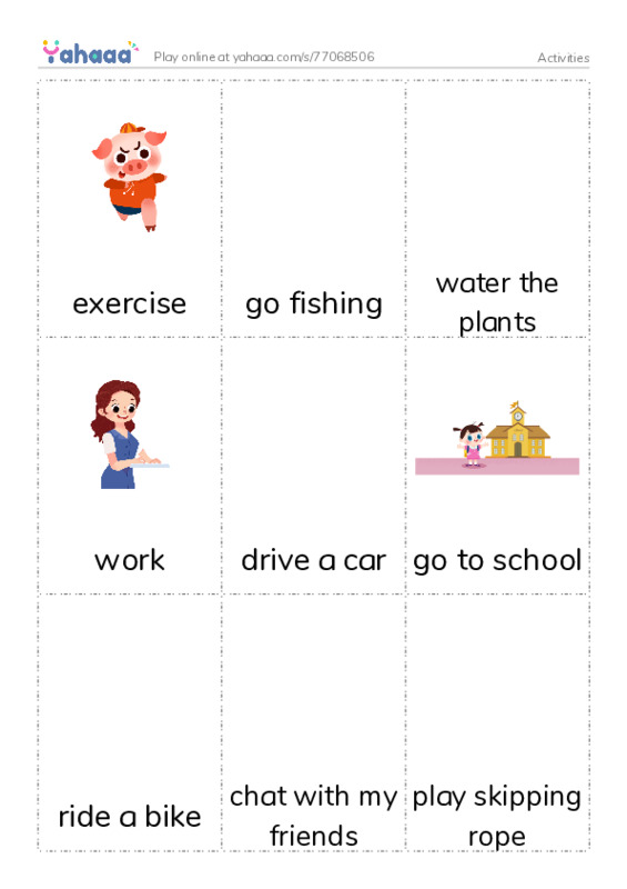 Picture flashcards worksheet for Activities