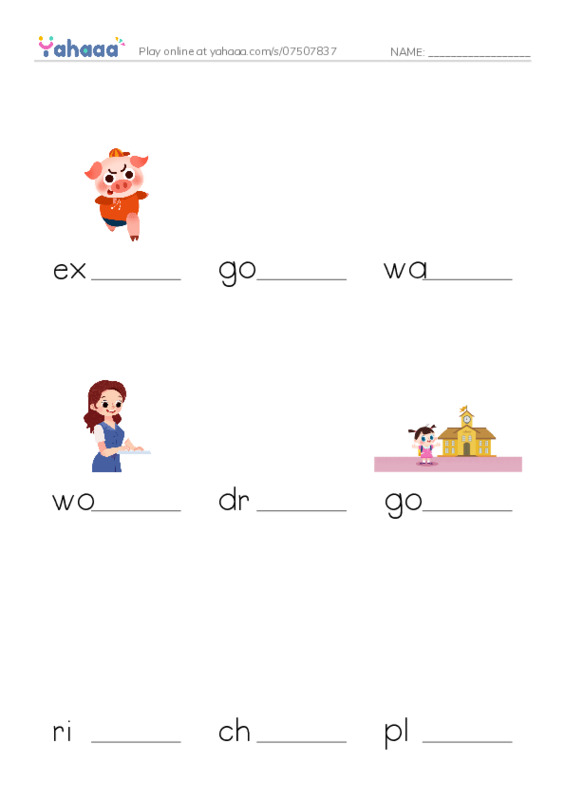 Finish the word worksheet for Activities