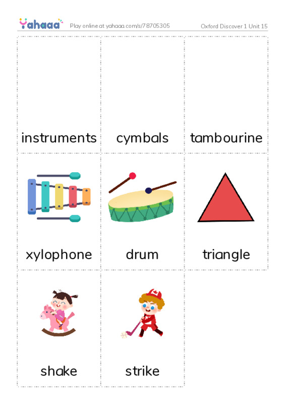 Picture flashcards worksheet for Oxford Discover 1 Unit 15