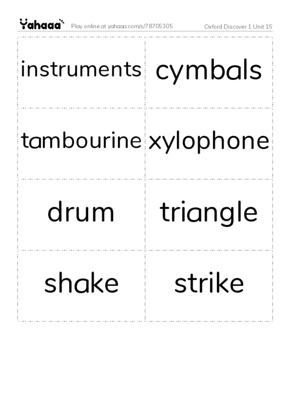 Word flashcards worksheet for Oxford Discover 1 Unit 15