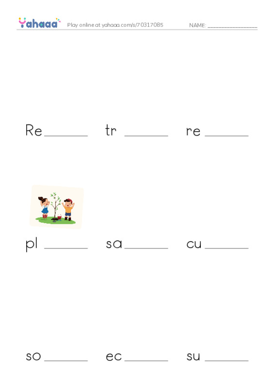 Finish the word worksheet for Environmental protection