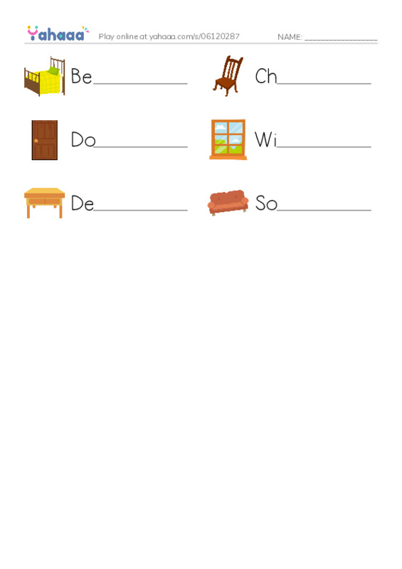 Write the word rows worksheet for my room lesson 4