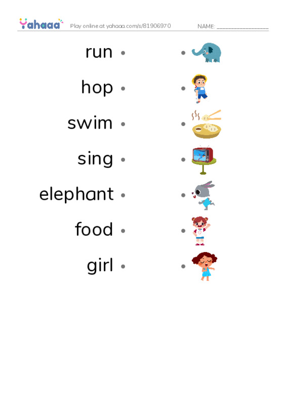 Draw a line to match worksheet for unit 6 activities