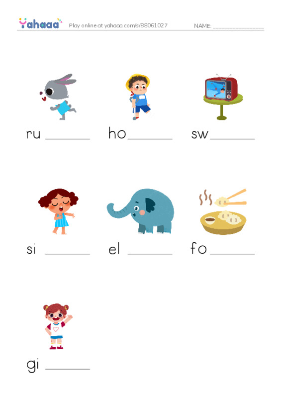 Finish the word worksheet for unit 6 activities