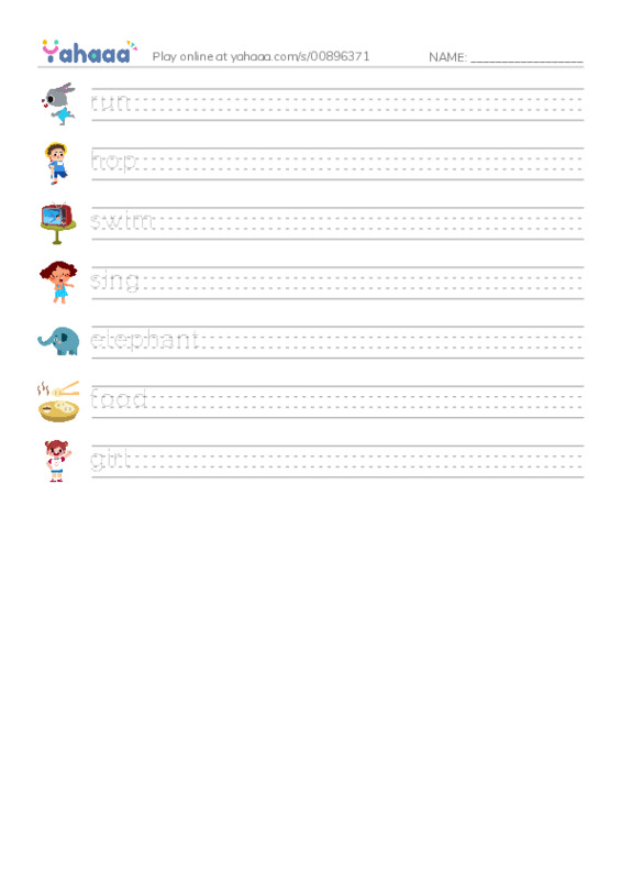 Handwriting lines worksheet for unit 6 activities
