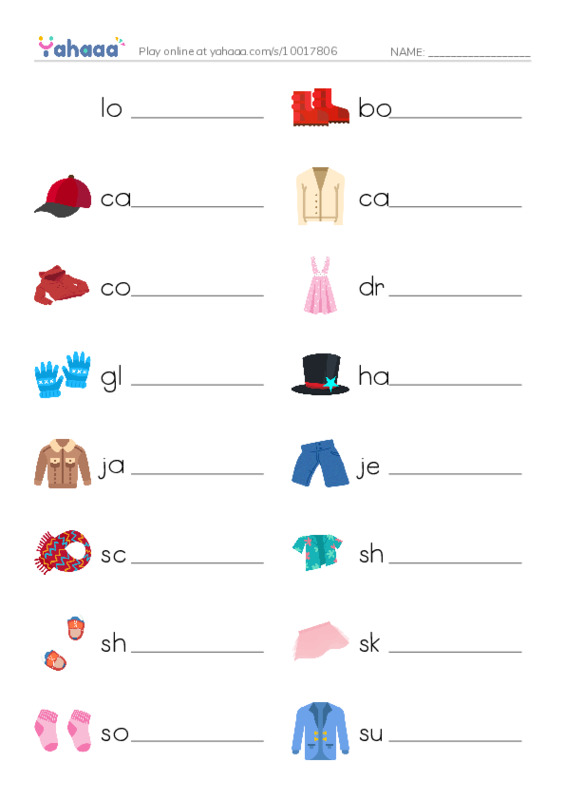 Write the word rows worksheet for Nouns: