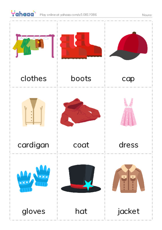 Picture flashcards worksheet for Nouns: