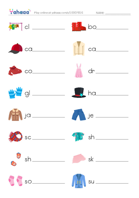 Write the word rows worksheet for Nouns: