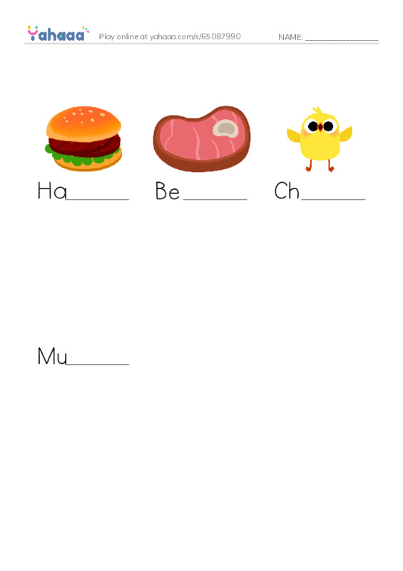 Finish the word worksheet for GK Starter（新版） Unit6 Lesson1 Food