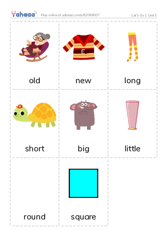 Picture flashcards worksheet for Let's Go 1 Unit 5