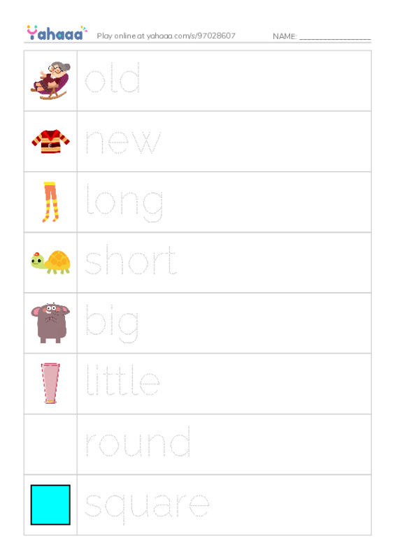Picture and word rows worksheet for Let's Go 1 Unit 5