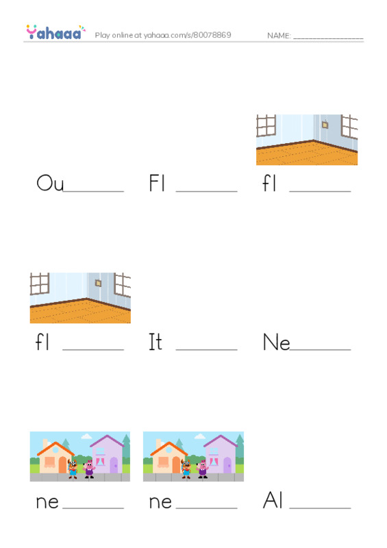 Finish the word worksheet for Our Neighbors, floor, neighbor and 1 more