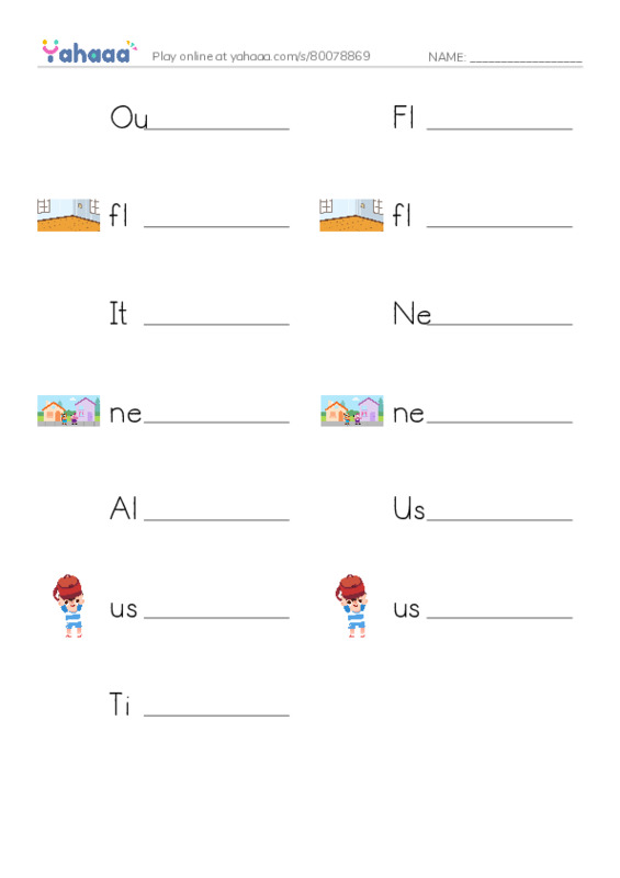 Write the word rows worksheet for Our Neighbors, floor, neighbor and 1 more
