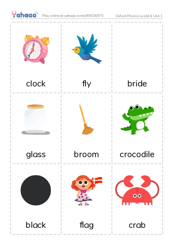 Picture flashcards worksheet for Oxford Phonics world 4 Unit 1