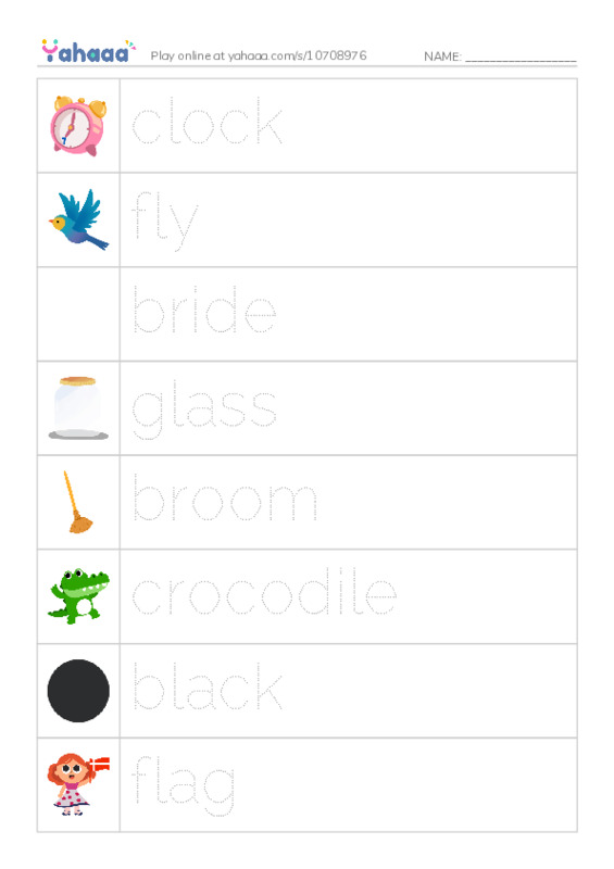 Picture and word rows worksheet for Oxford Phonics world 4 Unit 1
