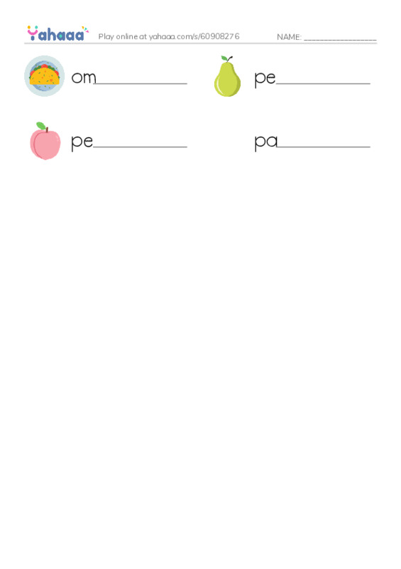 Write the word rows worksheet for Cindy