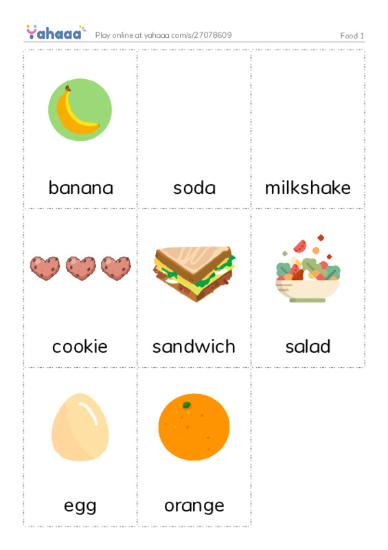 Picture flashcards worksheet for Food 1