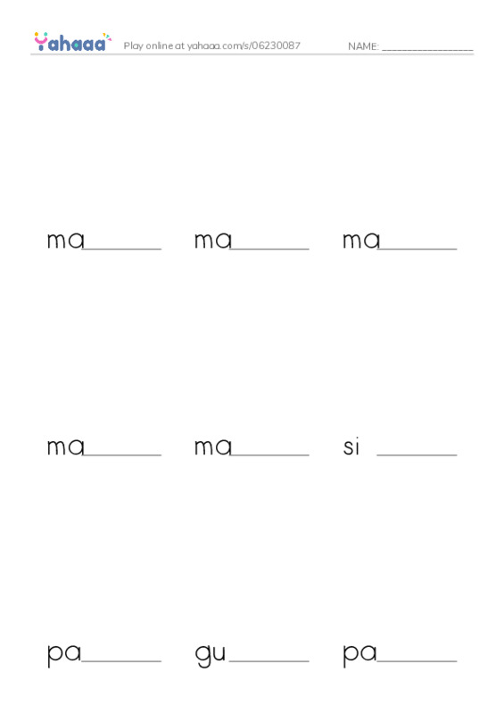 Finish the word worksheet for Tagalog Words Essential 1 by Abby