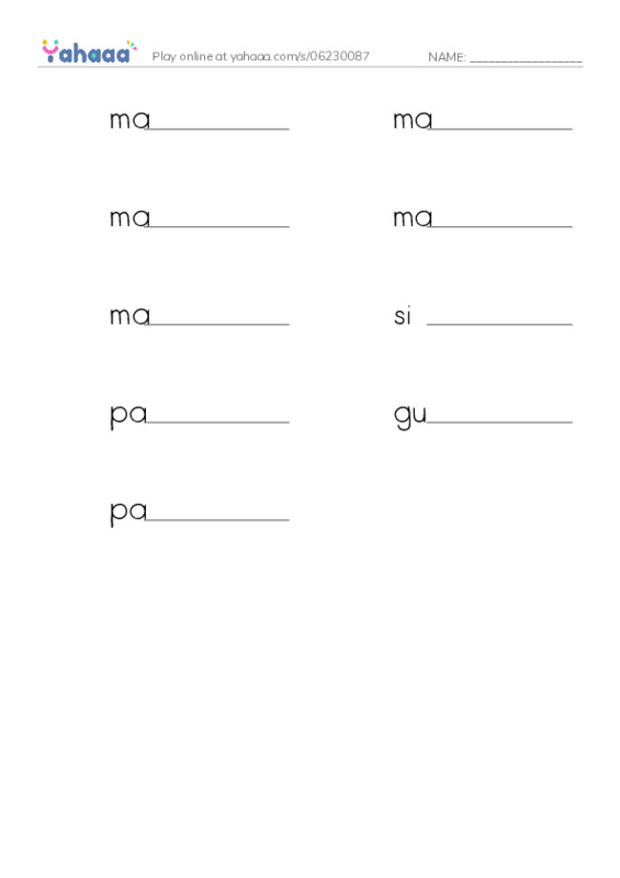 Write the word rows worksheet for Tagalog Words Essential 1 by Abby
