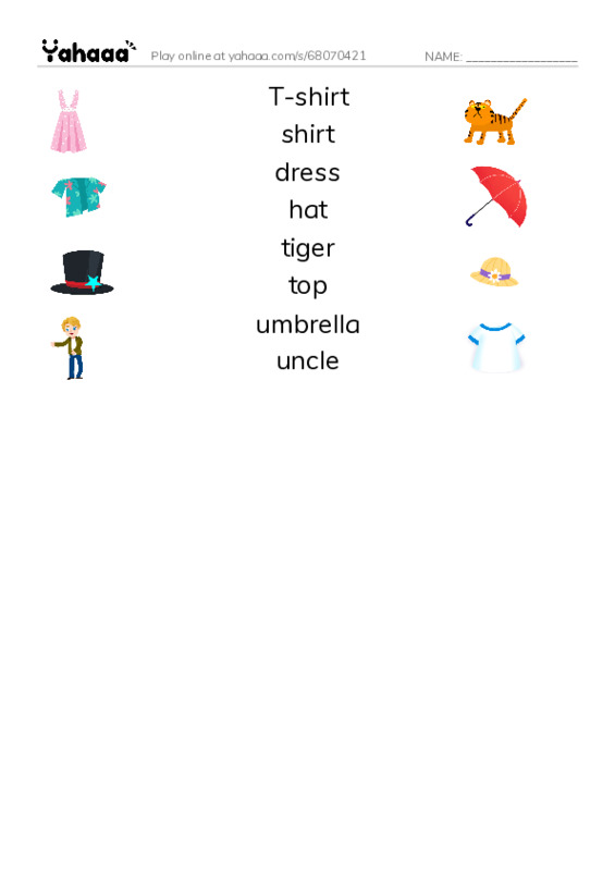 Match both sides worksheet for i learn smart 2