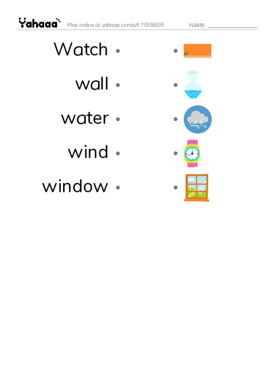 Draw a line to match worksheet for Letter w