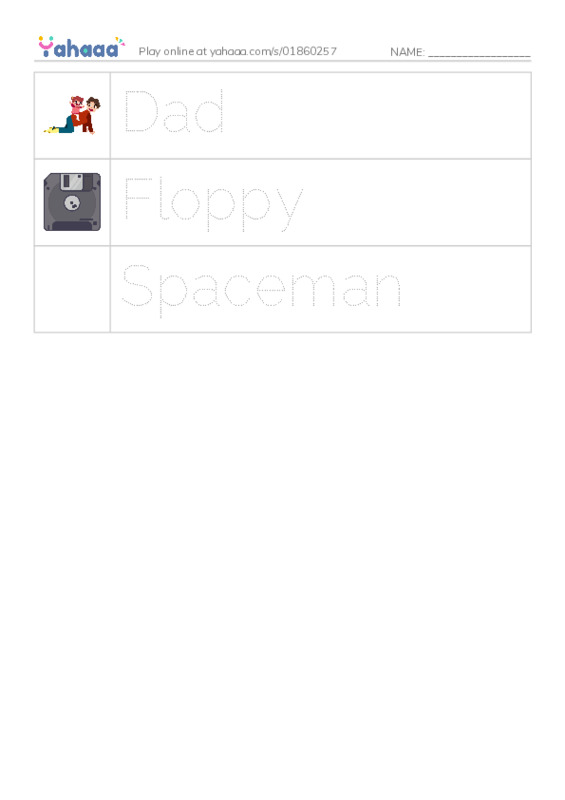 Picture and word rows worksheet for Who is it?