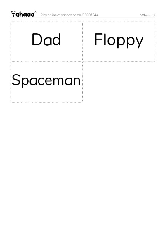 Word flashcards worksheet for Who is it?