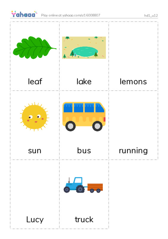 Picture flashcards worksheet for hd1_u12