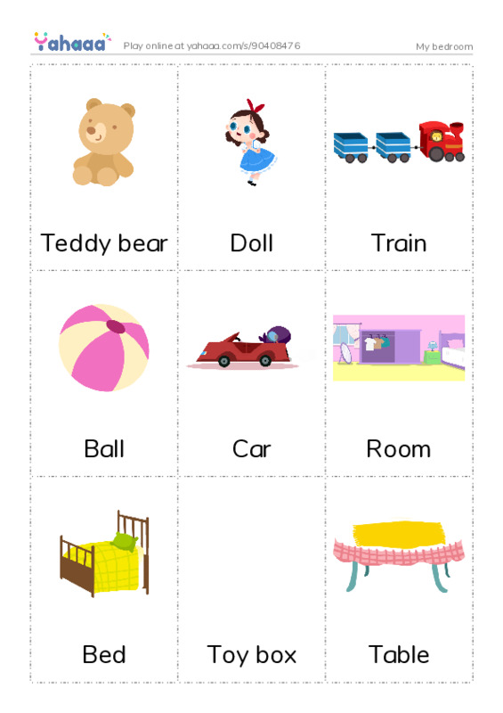 Picture flashcards worksheet for My bedroom