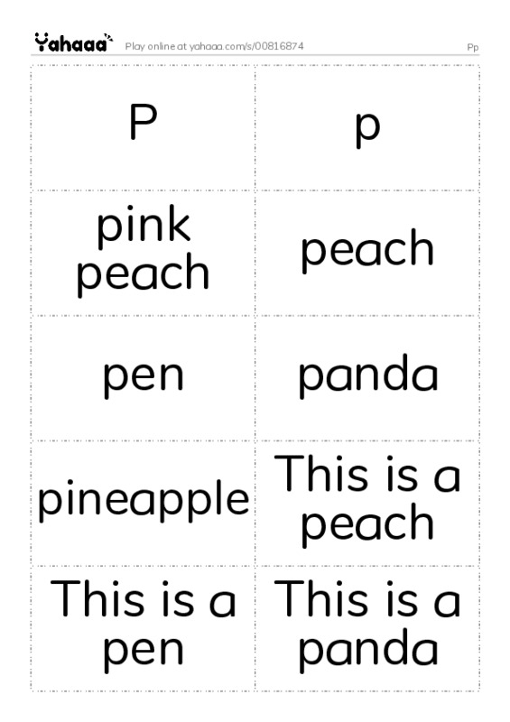 Word flashcards worksheet for Pp