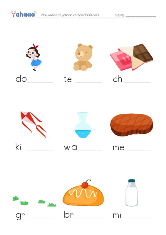 Finish the word worksheet for T2G1U7L1,2,3Plus