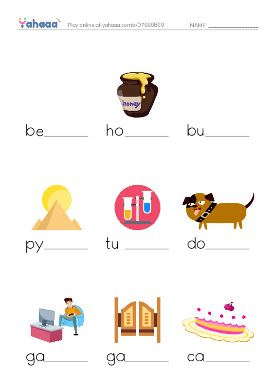 Finish the word worksheet for T2Grade2U1
