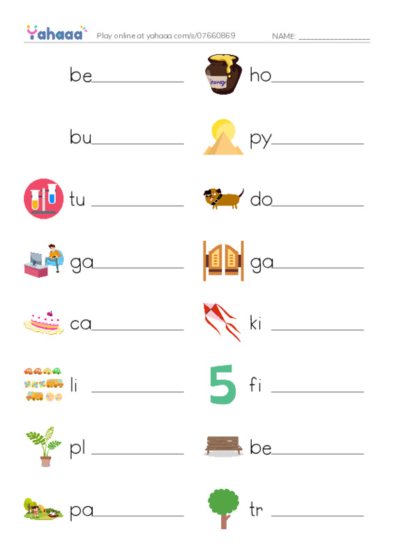 Write the word rows worksheet for T2Grade2U1