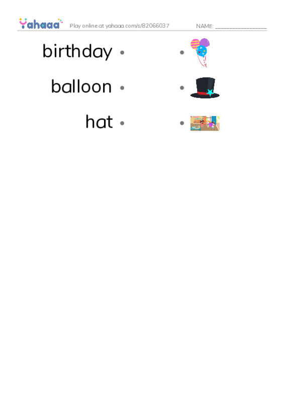 Draw a line to match worksheet for bingo