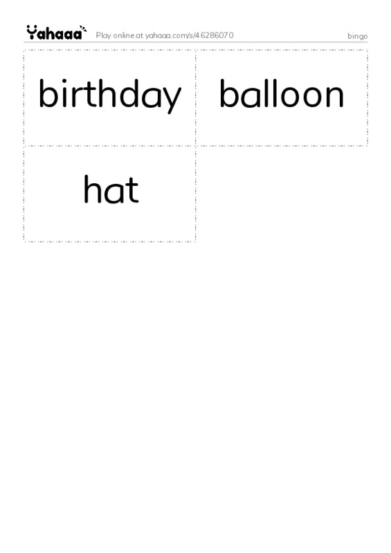 Word flashcards worksheet for bingo