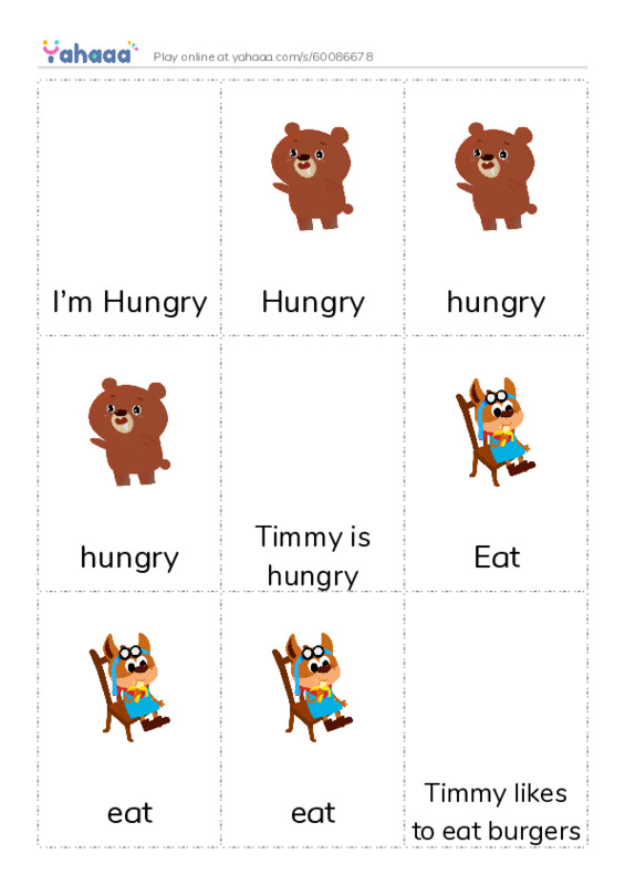 Picture flashcards worksheet for I’m Hungry, Hungry, hungry and 10 more