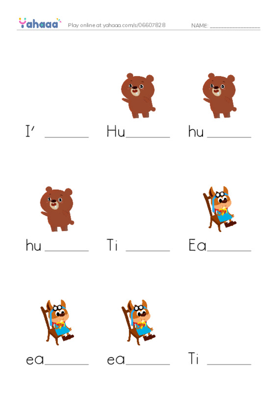 Finish the word worksheet for I’m Hungry, Hungry, hungry and 10 more