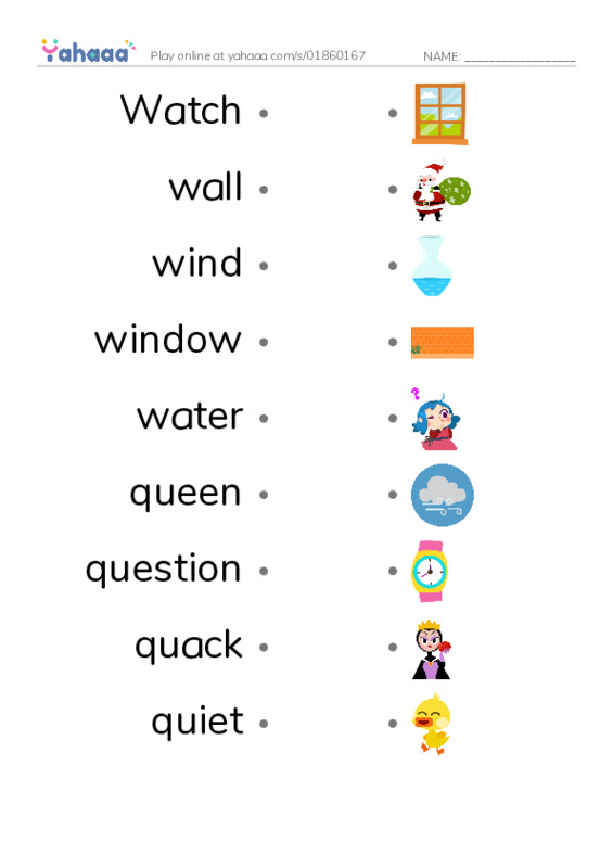 Draw a line to match worksheet for T2Grade1U1L2