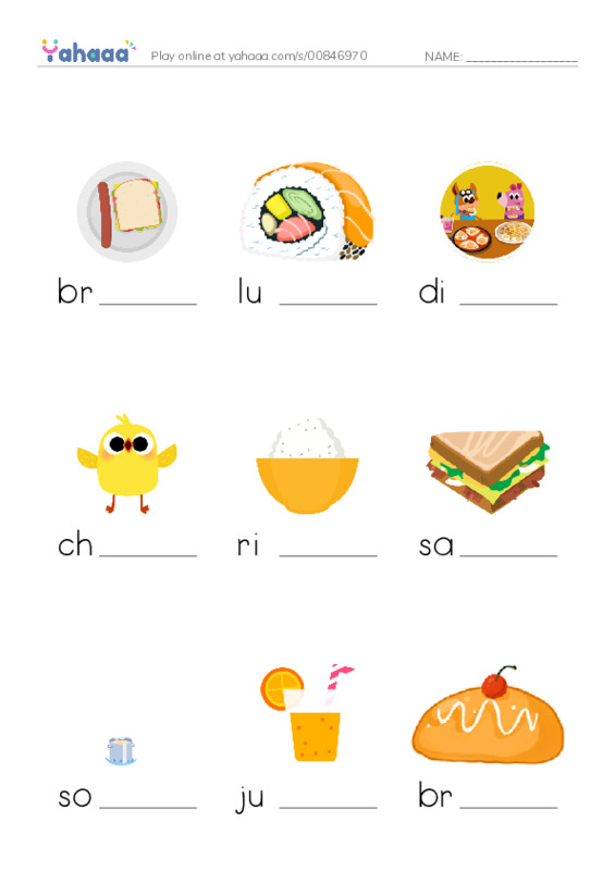 Finish the word worksheet for T2Grade 1 Unit 1 lesson 3