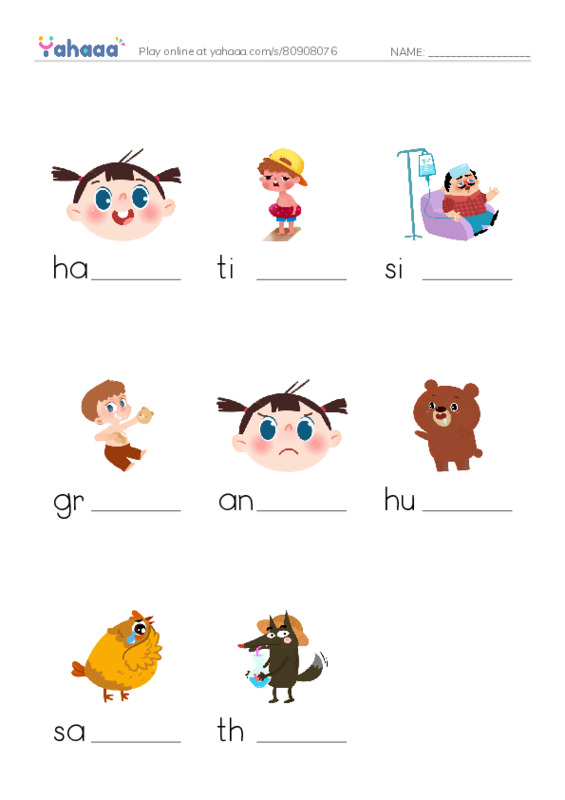 Finish the word worksheet for How are you today ?