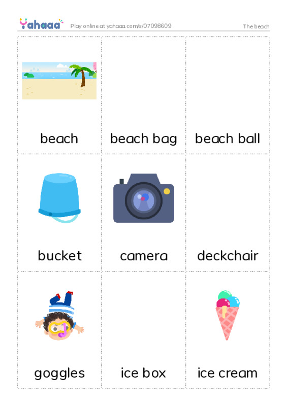 Picture flashcards worksheet for The beach