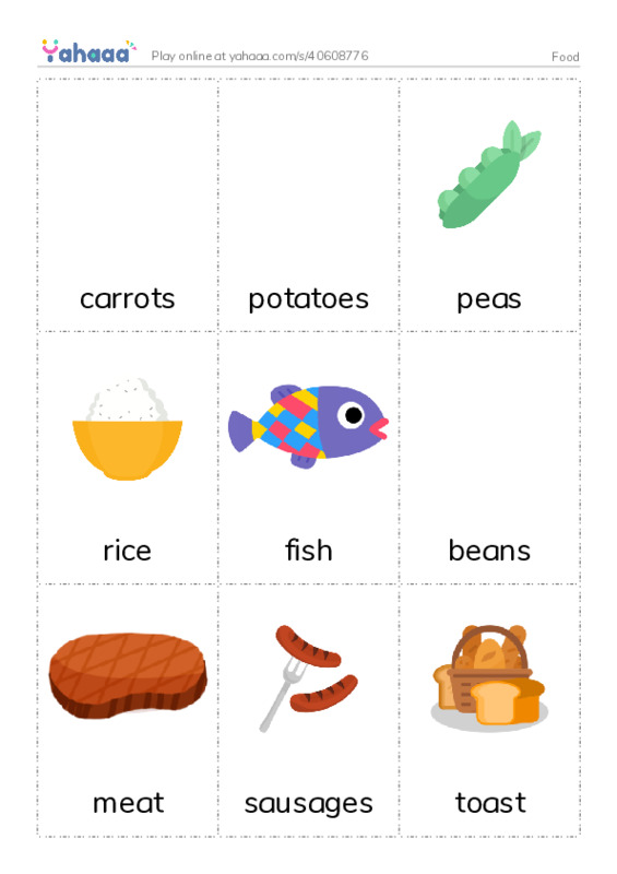 Picture flashcards worksheet for Food