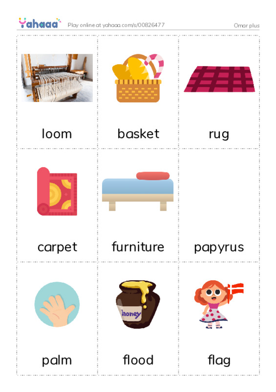 Picture flashcards worksheet for Omar plus