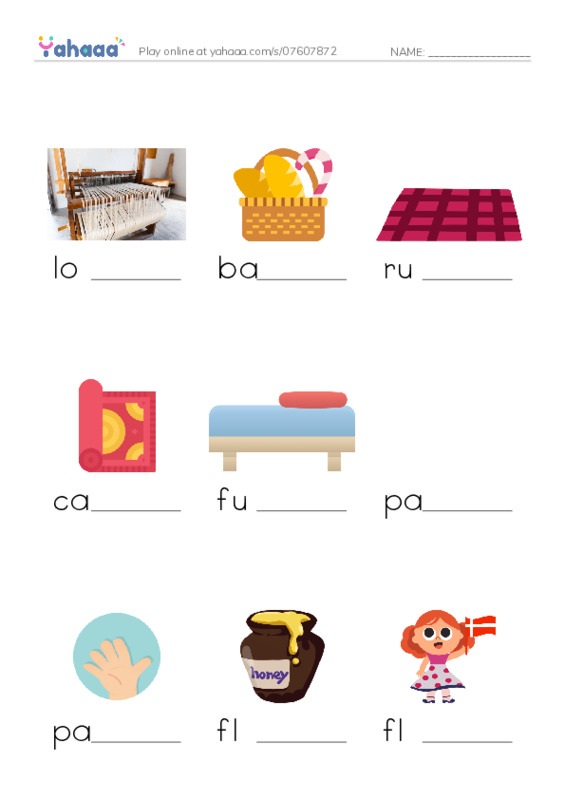 Finish the word worksheet for Omar plus