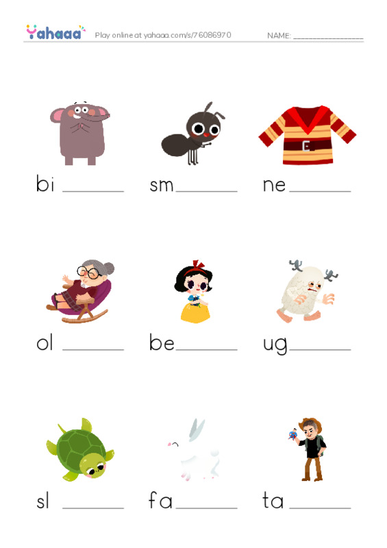 Finish the word worksheet for Adjectives