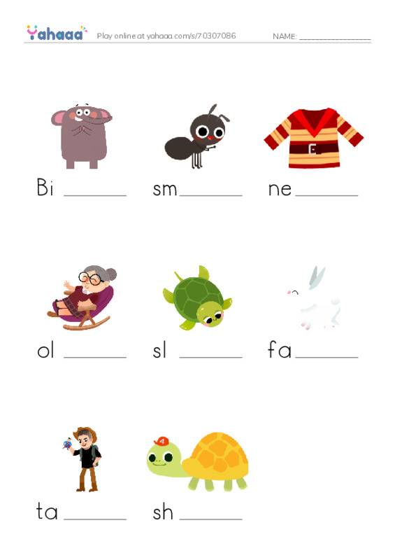 Finish the word worksheet for Ajectives