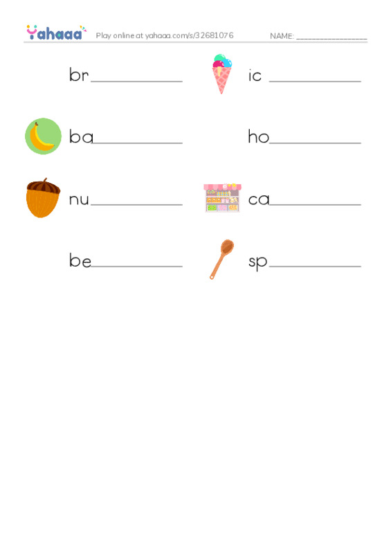 Write the word rows worksheet for raz kids A sundae time