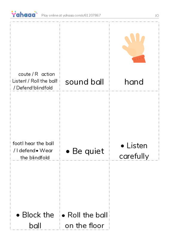Picture flashcards worksheet for JO